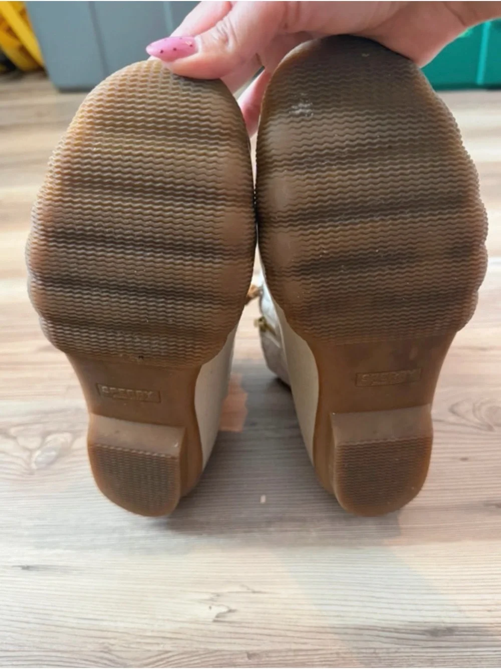 Sperry Cream & Tan Duck Boot with Side Zip
